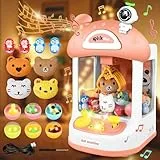 JONRRYIN Mini Máquina de Garras para Niños, Juguetes Máquina Gancho de Garras con Sonido y Música, Máquina Expendedora de Cumpleaños, Navidad, Juguetes y Regalos para Niñas Niños 3-8 Años (Rosa)