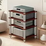 4 Estante Soporte Multimedia AV, Mueble HiFi Estanteria HiFi para Equipo de Música, AV Torre de Rack de Audio para Tocadiscos Media Tower Cabinet