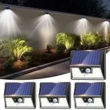 nipify Luz Solar Exterior,【4 Paquete/3 Modos】 Focos Led Solares Exterior con Sensor de Movimiento, Impermeable Luces Solar Exteriors, Lamparas Exteriores para Jardín, Garaje, Caminos
