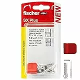 Fischer 10 ganchos para colgar cuadros blancos con tacos de 4 mm y clip de fijación, instalación limpia en pared para marcos pesados, 567557