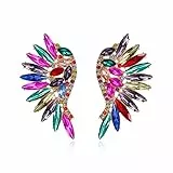EVER FAITH Pendientes Mujer Cristal con Diamantes de Imitación en Forma de Marquesa de Ala de Ángel para Niñas Colorido Tono Dorado
