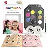 Snazaroo - Kit de Pintura Facial Unicornios y Mariposas para Niños y Adultos, 8 Colores, 2 Plantillas, 1 Pincel, 1 Esponja, 1 Guía Paso a Paso, Base de Agua, Maquillaje Pintacaras
