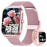 KALINCO 2025 Reloj Inteligente Mujer Hombre, Smartwatch Mujer con Llamadas/Whatsapp/Presión Arterial/Frecuencia Cardíaca/SpO2/Sueño/Estrés, Reloj Despertador Digital para iOS Android Dos Correas