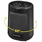 Russell Hobbs - Calentador eléctrico de cerámica PTC de 2000 W/2 KW en color negro, oscilante portátil, 2 ajustes de calor, protección contra sobrecalentamiento, termostato ajustable de 20 m2 tamaño