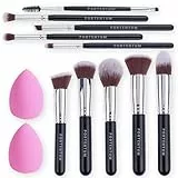 PORTENTUM Brochas de Maquillaje profesional – Set 10+2 Piezas – Para Base Polvos Colorete Contorno – con Esponjas