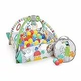 Bright Starts Gimnasio de actividades evolutivo 5-en-1 totally tropical, 7 juguetes, almohadilla para bebés, desarrollo de las habilidades motoras, Gris, 43 Unidad (Paquete de 1)