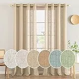 MIULEE Juego de Cortinas de Lino Translúcido de Dos Piezas con Ojales Cortinas Modernas para Dos Puertas de Balcón Cortinas para Salón Dormitorio 245x140cm (HxL) Caqui