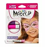 Carioca Mask Up Princess, Kit de Pintura Facial para Niñas, Barras de Maquillaje Ideal para Navidad, Halloween, Carnaval y Fiestas - 3 Colores y 2 Tutoriales - Dermatológicamente Testado