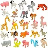 OOTSR 24Pcs Mini plástico Animales de Granja y Animales Salvajes de la Selva Juguetes Figuras para niños Aprendizaje Playset Educativo Favores de Fiesta Bolsas de llenado Regalos para niños y niñas