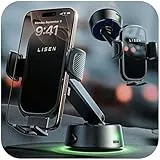 LISEN Soporte Movil Coche, Eléctrico Soporte Movil Coche Ventosa, 0.1s de Funcionamiento para Parabrisas/Salpicadero, Compatible con Android, iPhone, Todos los Smartphones y Fundas