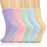 QKURT 5 pares de calcetines mullidos, calcetines de invierno con zapatillas, cama difusos, cómodos para dormir, cálidos, casa para mujeres y niñas