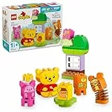 LEGO Duplo | Disney Fiesta de Cumpleaños de Winnie The Pooh - Juguete para la Motricidad Fina para Niñas y Niños de 1+ Años - Ladrillos con Números y 3 Figuras de Animales Inc. Tigger y Piglet 10457
