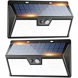 Peasur Luces Solares LED Exterior【2 Paquete】318LED con Sensor de Movimiento, IP65 Impermeable para Jardín, Garaje, Patio