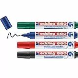 edding 660 marcador para pizarras blancas - multicolor - juego de 4 rotuladores - punta redonda 1,5-3 mm - rotulador para pizarra blanca, borrado en seco - flipchart, tablón de notas - recargable