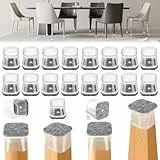 Zikenis 24 Piezas Protectores de Silla,Protectores de Suelo para Patas de Silla Cuadradas,con Almohadilla de Fieltro Engrosada, Protectores de Suelo de Silicona Transparente(26-38)