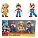 Nintendo Super Mario - Multipack Odyssey de 3 Figuras Mario de 10 cm – Las Figuras Tienen hasta 11 Puntos de Articulación y Poses Únicas - Juguete para Niños 3 Años +
