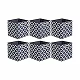 Amazon Basics - Cajas de almacenamiento de tela, con forma de cubo, plegables, con ojales metálicos, 6 unidades, diseño enrejado