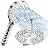 SREWOHS Alcachofa de Ducha con Manguera de 1,6M,Grande(⌀125mm) Chuveiro,Alta Presion, Antical,5 Tipos,Función de pistola pulverizadora incorporada,Limpia aseos y baños,Ahorro Cabezal Ducha