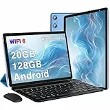 BIEGEDY Tablet 10 Pulgadas Android, 20GB RAM + 128GB ROM (TF 1TB),Widevine L1,Octa-Core,Dual Band WiFi 6/5 MP + 8 MP / 1280 * 800 Pixels/GMS/Bluetooth 5.0, Tablet con Teclado y Raton Azul