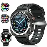 Reloj Inteligente Hombre Mujer Militar, 2025 AMOLED 3D 1.43' con Llamadas Bluetooth 5.4, 60 Días de Autonomía Smart Watch con Linterna LED,IP68 Impermeable/24/7 Monitor/130+Deportivos para Android iOS
