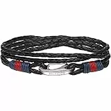 Tommy Hilfiger Jewelry Pulsera para Hombre de Piel Negro - 2700534