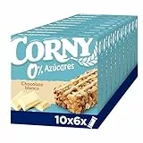 Corny - Barritas de Cereales 0% de Chocolate Blanco, Sin Azúcares Añadidos, Bajo en Calorias y Grasas Saturadas, Fuente de Energía, Fibra y Proteinas, Pack de 10 (60 unidades), 6x20 g