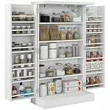 HOMCOM Armario de Cocina, Armario Despensa Cocina, con 2 Puertas, 16 Estantes, Alacena Moderna, con Estantes Ajustables, para Comedor, Salón, 60x30x104 cm, Blanco