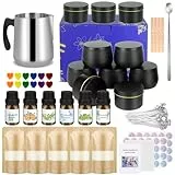 Supersun Juego de velas para adultos y niños, kit de fabricación de velas, juego de fundición, 625 g, cera de abejas, 6 aceites aromáticos, 12 bloques de colores, 10 latas de velas, mechas y cucharas