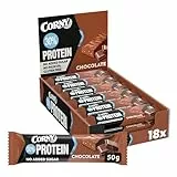 Barritas de Proteínas, Corny Protein,Chocolate,13,5 gr de Proteínas, 0% Azúcares Añadidos, Ayudan al Desarrollo y Recuperación de la Masa Muscular - Pack de 18x50 g Taste the Power