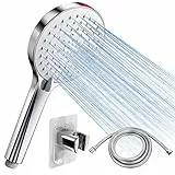 SREWOHS Alcachofa de ducha con soportes para manguera – ahorro de energía para ducha, ducha de lluvia, ahorro de agua, cabezal de ducha, elevador de presión