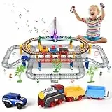 JONRRYIN Juego de Tren y Coches Eléctricos para Niños, Circuito Navideño Con Pista, Regalos para 3-8 Años