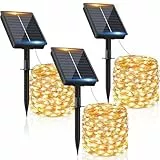 FIFlying Guirnalda Luces Exterior Solar - 3 x 12M 120 LED Guirnaldas Luces Solares Exterior IP65 Impermeable Blanco Cálido 8 Modos Solares LED Interior Jardin Terraza Bodas Fiestas Festivales