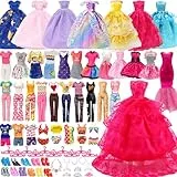 78 pcs Ropa y Accesorios para Muñecas, Incluir Vestidos de Fiesta, Vestidos, Tops y Pantalones, Bikini, Coronas, Collares,Pares de Zapatos,Perchas para 30 CM/11.5 Pulgadas Muñecas, Regalos para Niñas