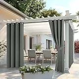 MIULEE Cortinas de Exterior Impermeable, Cortinas Terraza Exterior con Ojales, Adecuada para Balcones, Pérgolas, 2 Piezas, 132x275cm, Gris