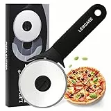 LEMCASE Cortador de Pizza, Cortapizzas - Pizza Cutter con Rueda de Acero Inoxidable y Mango de Silicona | Negro