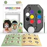 Snazaroo - Set de pintura facial 'Arcoíris', para niños y adultos, 8 colores, 1 pincel, 1 esponja, 1 guía, base de agua, maquillaje pintacaras, aguacolor