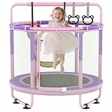 CZCPARY Trampolín infantil para niños, para exterior, interior y exterior, con red de seguridad, cesta, barra, columpio, regalo para niños