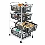 Metaltex SUPERJUMBO - Carro Multiuso con Ruedas. 4 Cestas. Color GRIS. 76x46x35 cm