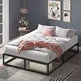 Zinus Joseph Cama 150x200 cm - Altura 25 cm con almacenamiento debajo de la cama - Marco de la cama de plataforma de metal con soporte de listones de madera - Negro