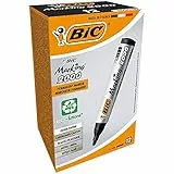 BIC Marking Rotuladores Permanentes, 2000 ECOlutions, Negro, Punta Media, Material Oficina, Caja de 12