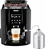 Krups Essential - Cafetera súper automática, 15 Bares de presión, Molinillo cónico de Metal, con selección de cantidad e Intensidad de café, 1.7 l, 1 Cups, Acero, Pantalla LCD + Acc. Leche