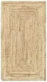 HAMID Alfombra Yute Alhambra Color Natural - Alfombra 100% Fibra de Yute, Trenzado a Mano, Alfombras de Salón, Comedor, Dormitorio, Pasillos, Color Natural (60x110cm)…