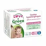 Love & Green - Pañales de bebé hipoalergénicos 0% - Talla 5 (11-25 kg)
