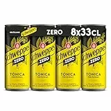 Schweppes Tónica Zero, sin Azúcar ni Calorías - Lata 33cl (Pack de 8)