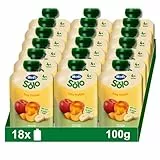 Hero Baby - Bolsita de 3 Frutas con Melocotón, Manzana y Plátano, Sin Conservantes ni Colorantes, Aceite de Palma, Gluten, ni Azúcares Añadidos, Para Bebés A Partir de los 4 Meses - Pack de 18 x 100 g