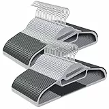 SONGMICS 50 Perchas de Plástico, Apertura en Forma de U, Antideslizantes, Ahorro de Espacio, 0,5 cm de Grosor, 41,5 cm de Largo, Gancho Giratorio 360º, Gris Claro y Gris Oscuro CRP41G-50