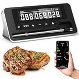 Pakinui Termometro Cocina, Termometro Digital Cocina Inalámbrico con Aplicación, IP67 a Prueba de Agua Meat Thermometer, Termometro Carne para BBQ, Horno, Grill, Cocina, Asador