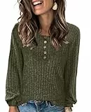 Yutdeng Jerséis para Mujer Jersey Mujer Invierno Pullover Mujer Casual Suéter Mujer Cuello Redondo Camisetas Manga Larga Mujer Sudaderas Mujer Ligero Top Otoño Suéteres de Punto Sudadera Blusa Botones