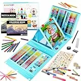 KINSPORY 290 piezas Maletin Pinturas para Niños, Juegos de Dibujo, Pinturas para Niños, Lapices de Dibujo, Caballete Pintura