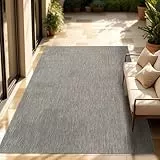 Paco Home Alfombra Exterior Interior Balcón Terraza Alfombra Cocina Monocolor Jaspeado, tamaño:160x220 cm, Color:Gris